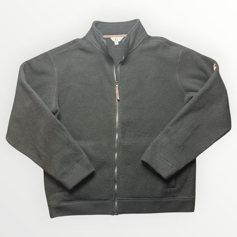 Orvis Mens Full Zip Fleece Jacket Charcoal Grey Large Outdoor Winter Layer